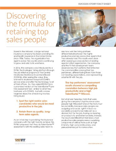 Discovering the Formula for Retaining Top Sales People