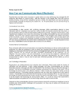 How Can we Communicate More Effectively?