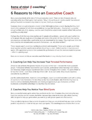 6 Reasons to Hire an Executive Coach
