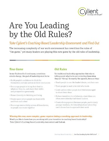 Assessment: Are You Leading By the Old Rules? 