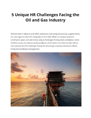 5 Unique HR Challenges Facing the  Oil and Gas Industry