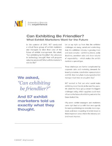 Can Exhibiting be Friendlier? What Exhibit Marketers Want for the Future