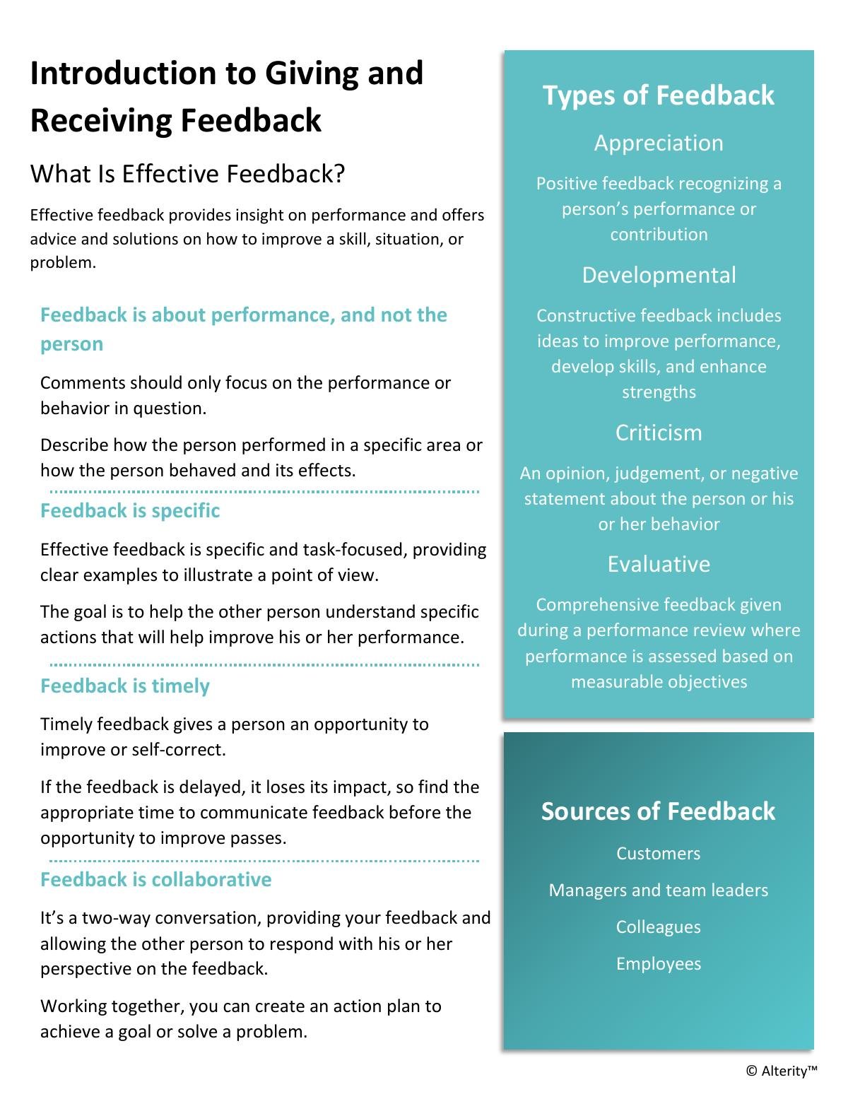 Introduction to Giving and Receiving Feedback