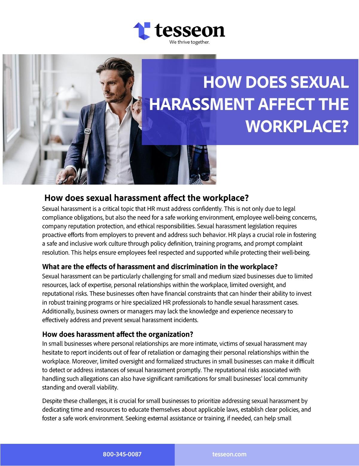 How does sexual harassment affect the workplace?