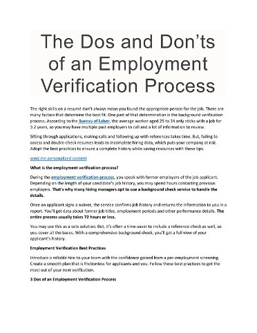 The Dos and Don’ts of an Employment Verification Process