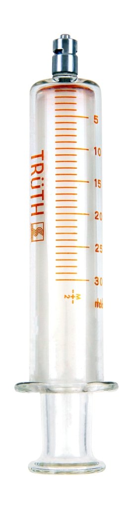 30 ml TRUTH Glass Reusable Syringe with Metal Luer Lock, 3ml graduation