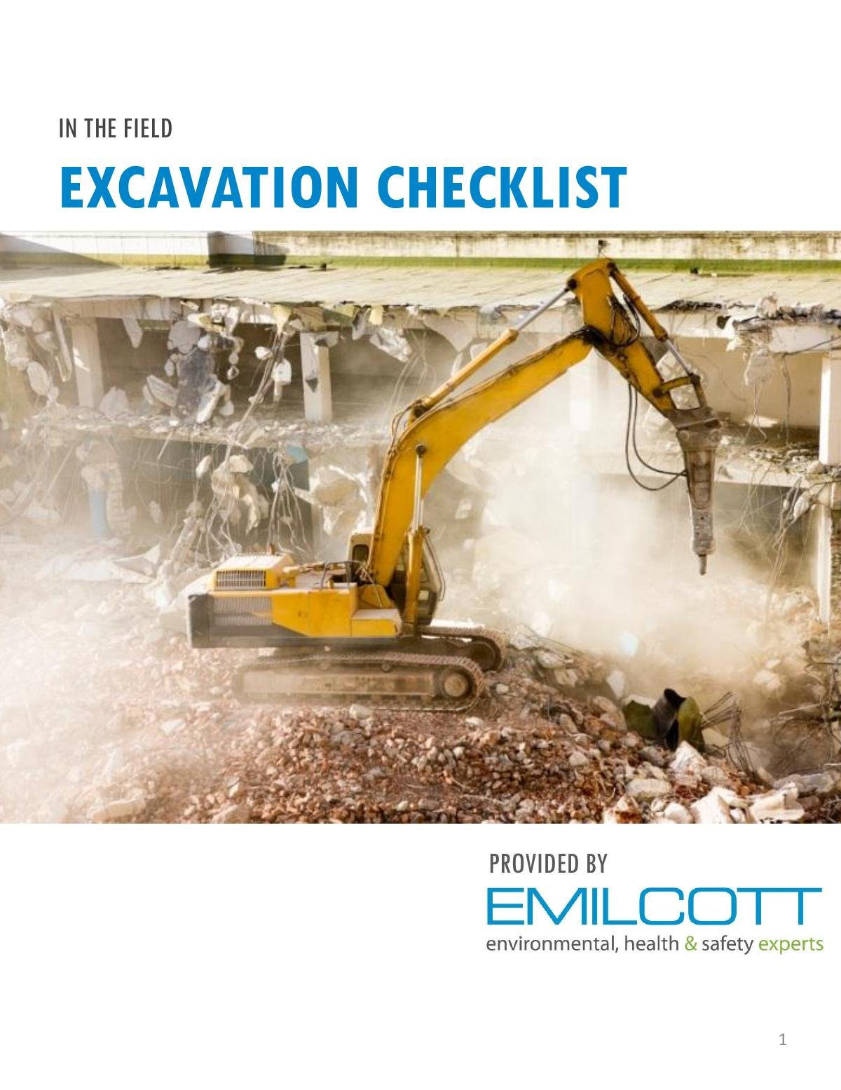 Excavation Checklist  for Contractors’ Competent Persons