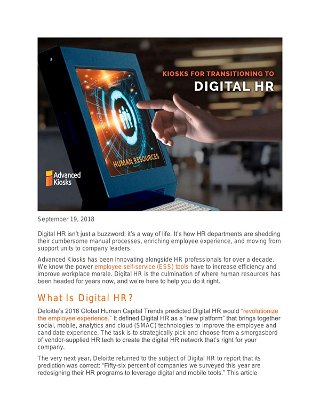 Transitioning to Digital HR with Employee Self-Service Kiosks