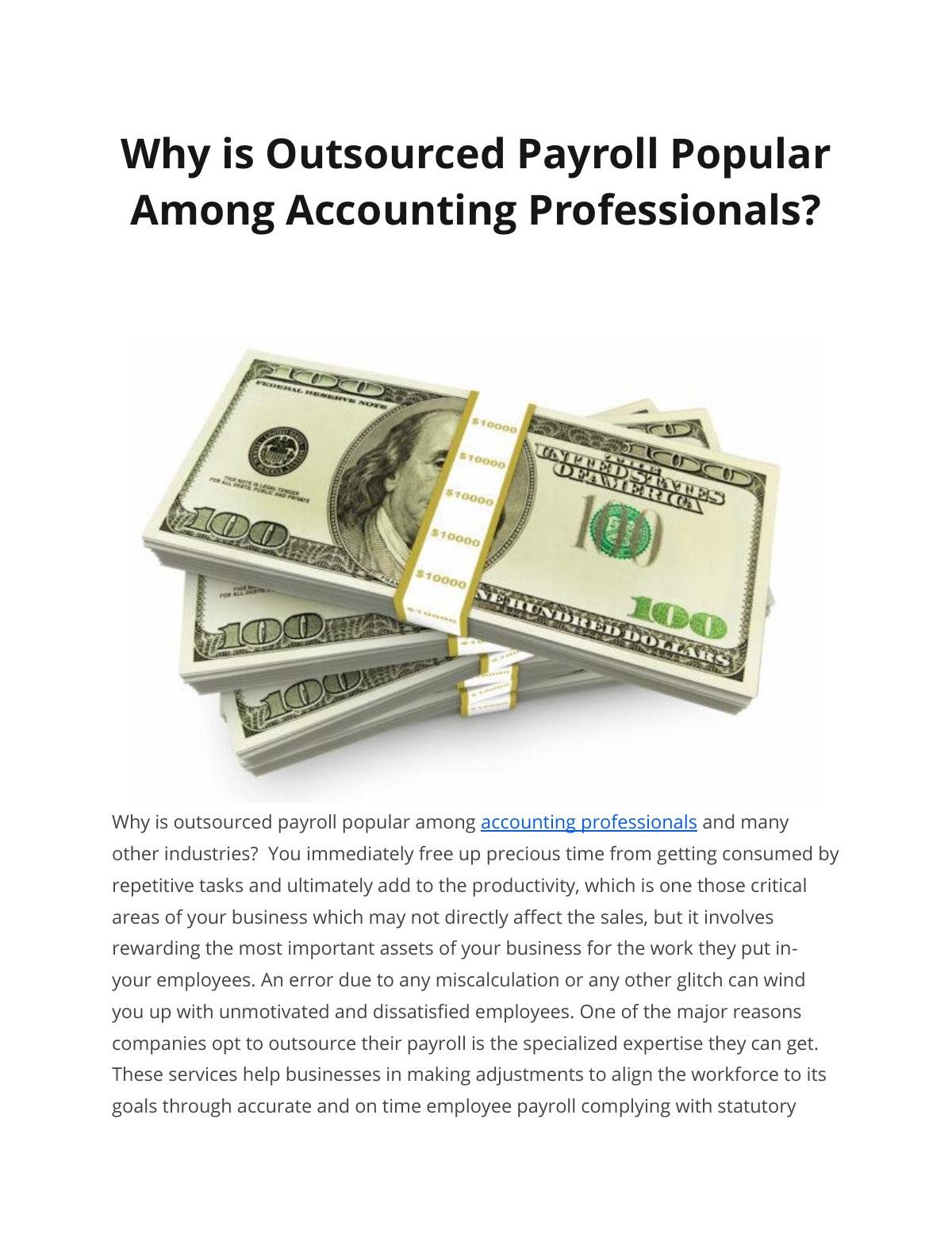 Why is Outsourced Payroll Popular  Among Accounting Professionals?