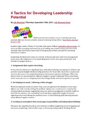4 Tactics for Developing Leadership Potential