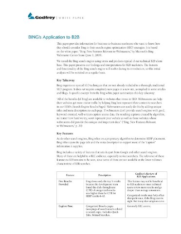 BING's Application to B2B