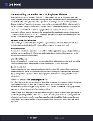 Absenteeism in the Workplace