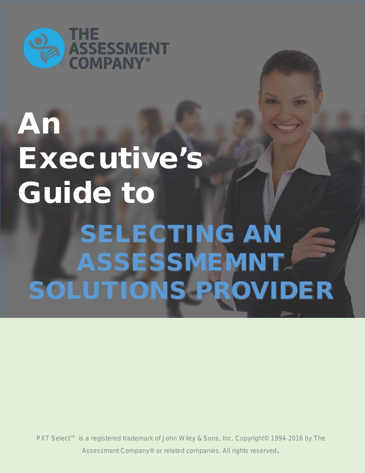 An Executive's Guide to Selecting an Assessment Solutions Provider