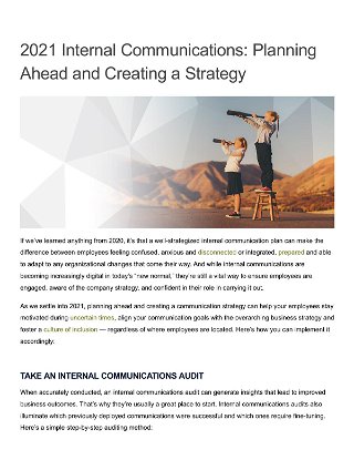 Planning Ahead and Creating a Communications Strategy