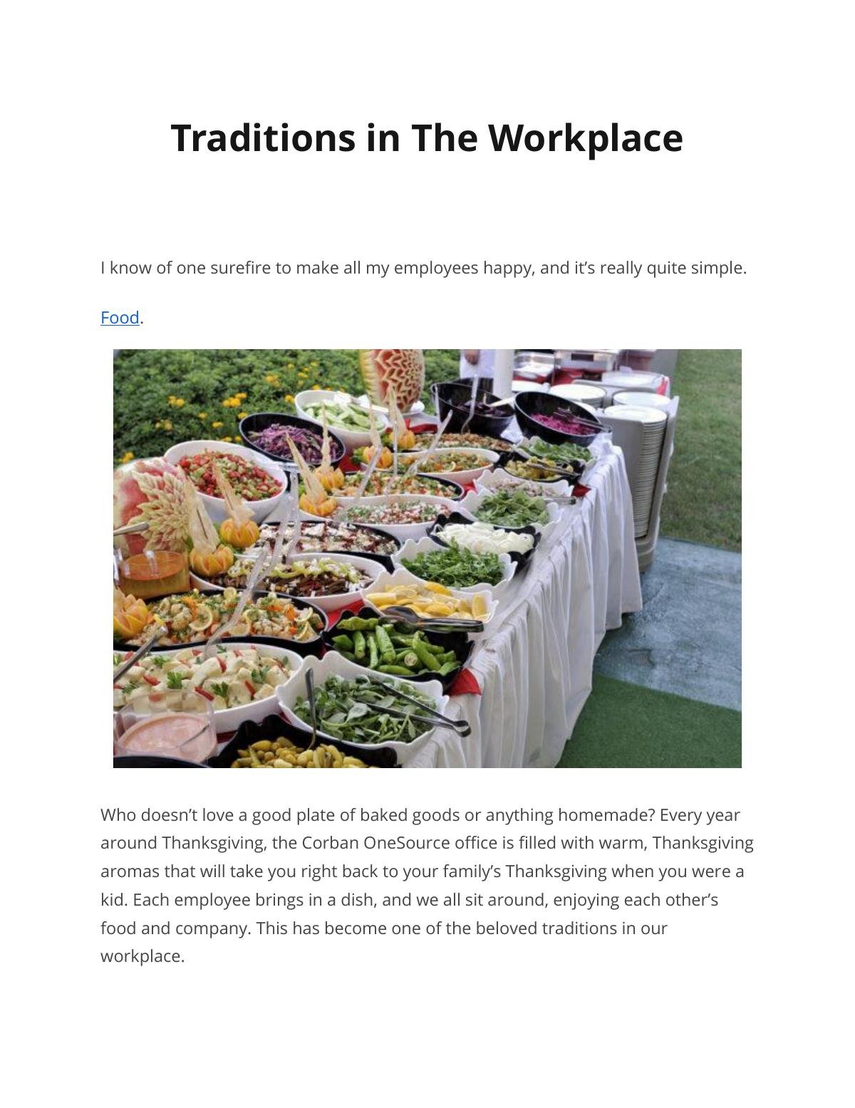 Traditions in The Workplace 