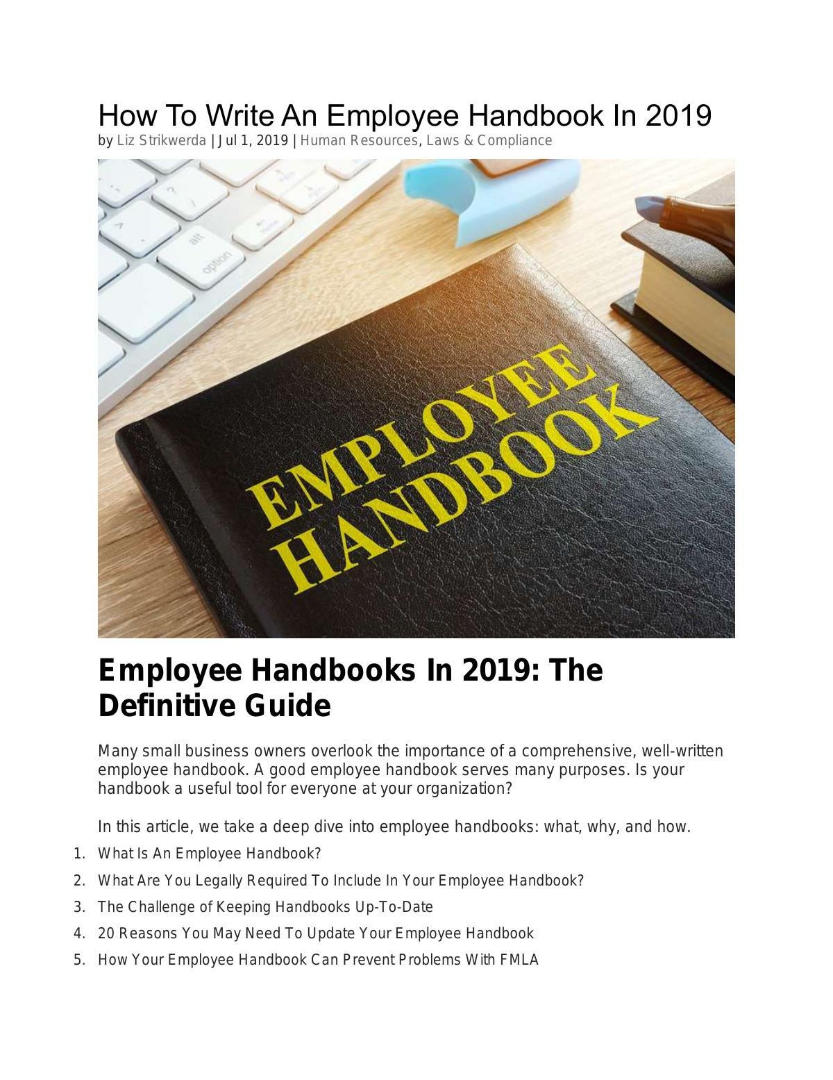 How To Write An Employee Handbook In 2019