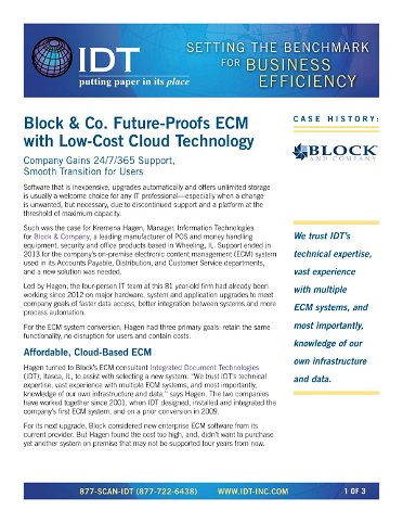 Block & Co. Future-Proofs ECM  with Low-Cost Cloud Technology