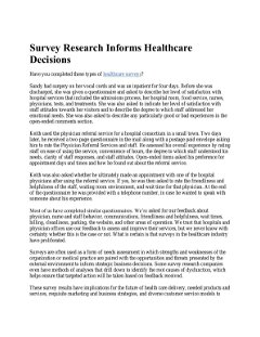 Survey Research Informs Healthcare Decisions