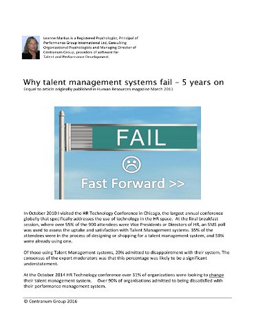 Why Talent Management Systems Fail - 5 Years On 