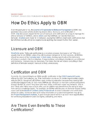 How Do Ethics Apply to OBM