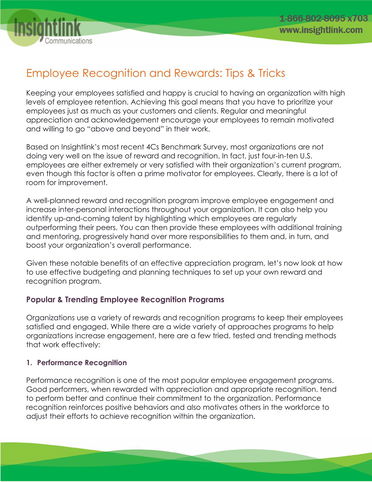 Employee Recognition and Rewards: Tips & Tricks