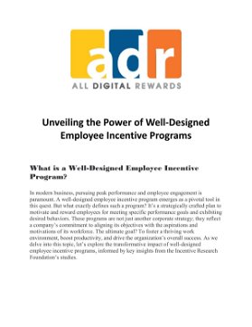 Unveiling the Power of Well-Designed Employee Incentive Programs