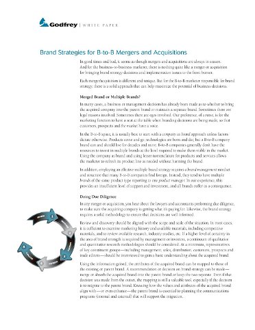 Brand Strategies for B2B Mergers and Acquisitions