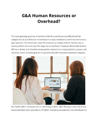 G&A Human Resources or  Overhead?
