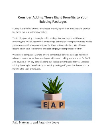 Consider Adding These Eight Benefits to Your  Existing Packages