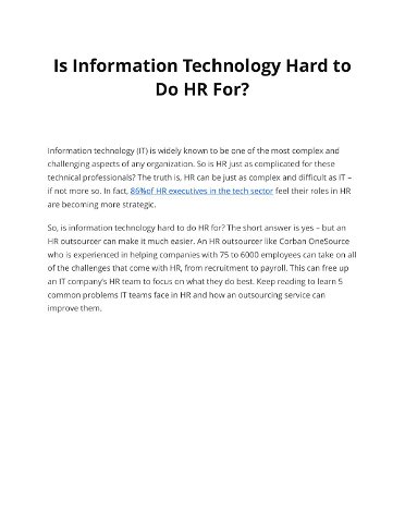 Is Information Technology Hard to Do HR For?  Information 