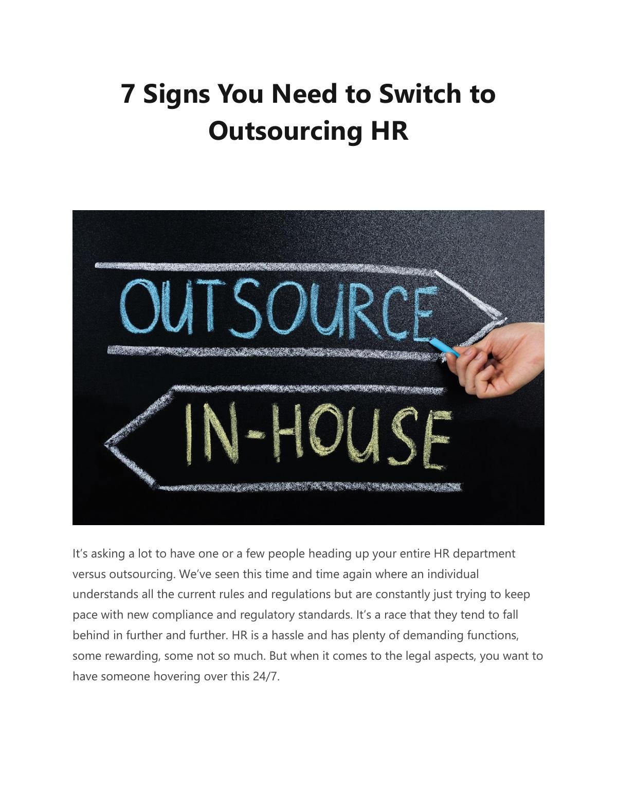 7 Signs You Need to Switch to Outsourcing HR 