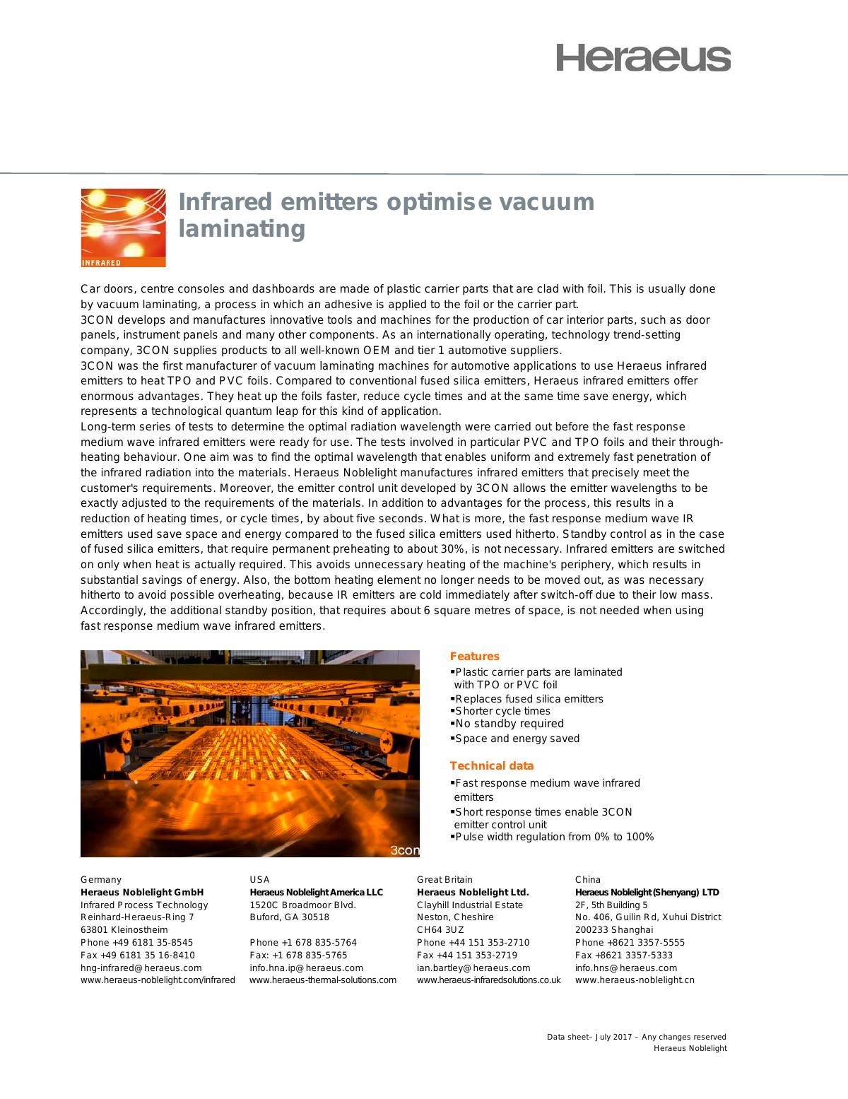 Optimizing Vacuum Laminating for Automotive Parts with Infrared