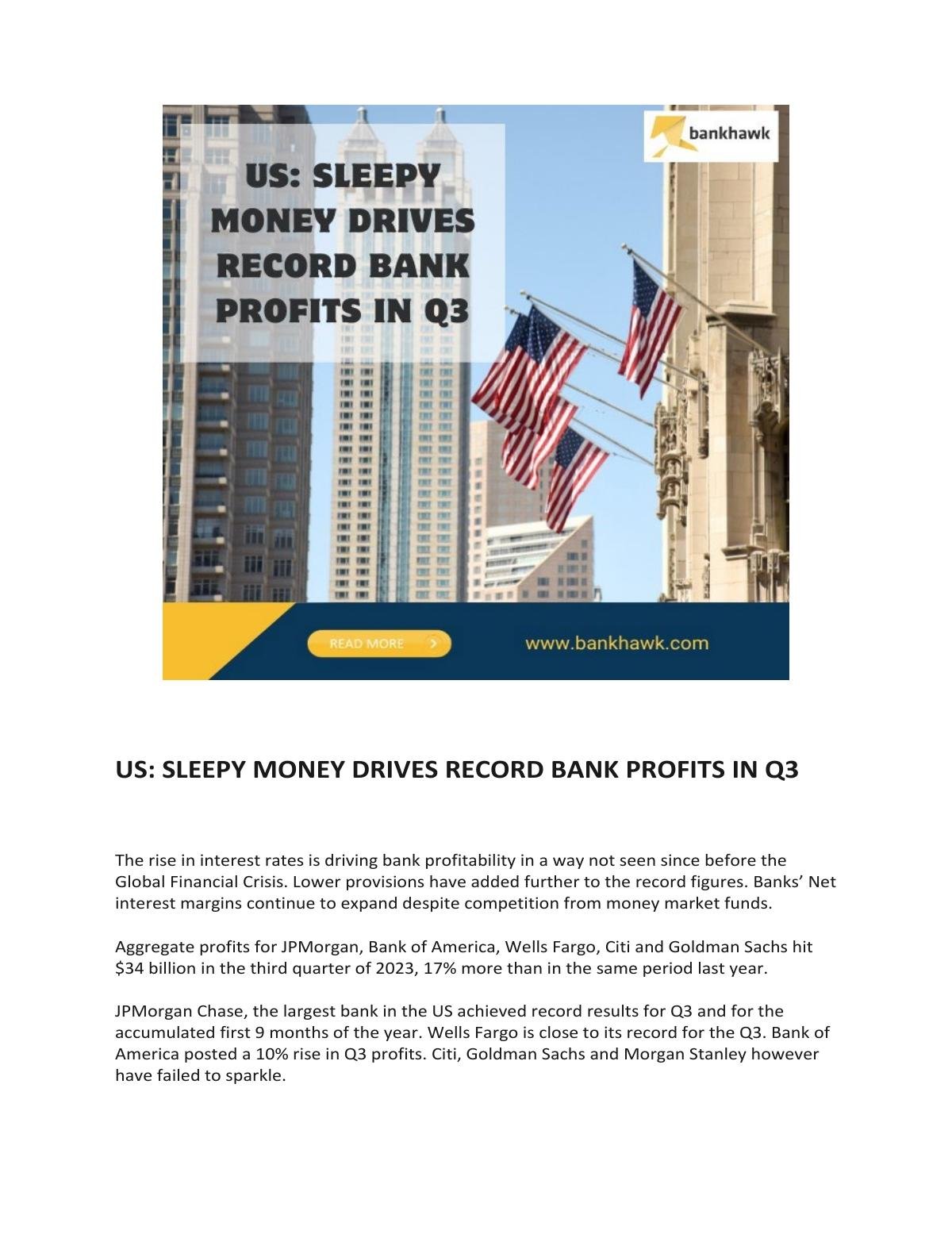 US: Sleepy Money Drives Record Bank Profits in Q3