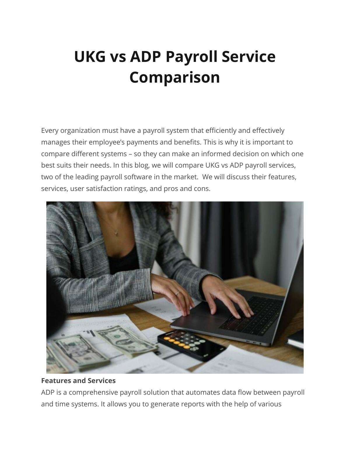 UKG vs ADP Payroll Service  Comparison