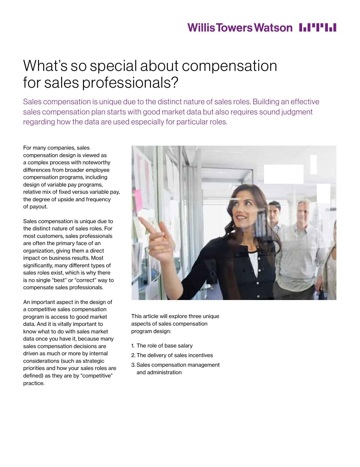 What’s so special about compensation for sales professionals?