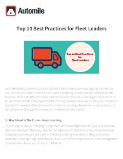 Top 10 Best Practices for Fleet Leaders