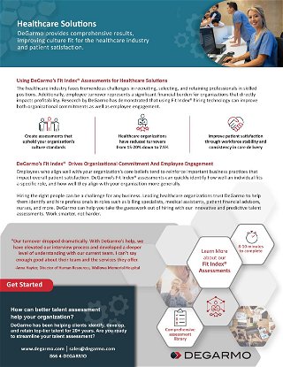 Using DeGarmo’s Fit Index® Assessments for Healthcare Solutions