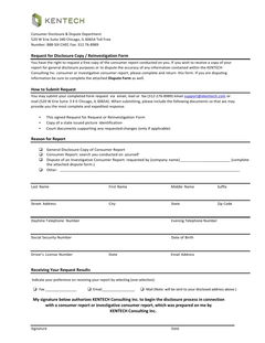Consumer Disclosure Request & Reinvestigation Form