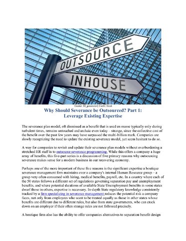 Why Should Severance be Outsourced? Part 1: Leverage Existing Expertise