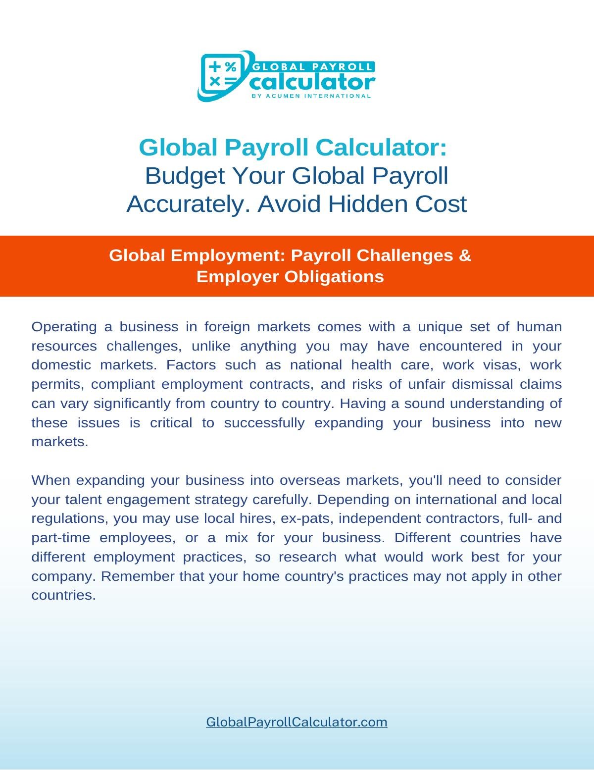 Global Payroll Calculator: Budget Your Payroll Accurately