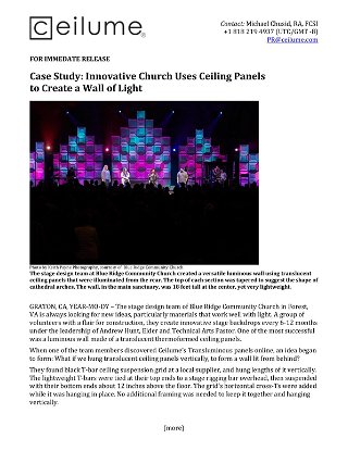 Case	Study: Innovative Church Uses Ceiling Panels to Create a Wall	of Light