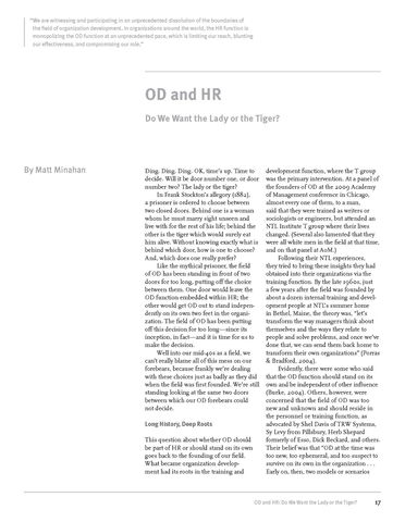 Matt Minahan: OD and HR Do We Want the Lady or the Tiger?