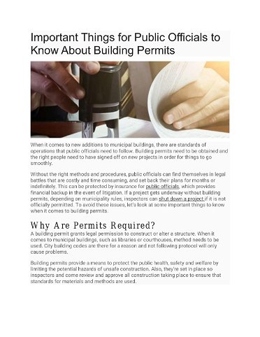 Important Things for Public Officials to Know About Building Permits
