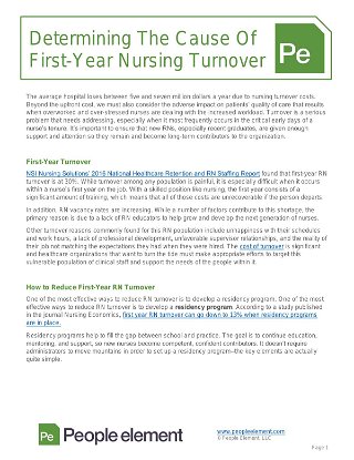 Determining The Cause Of First-Year Nursing Turnover