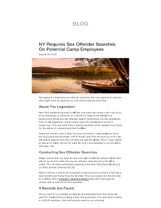 NY Requires Sex Offender Searches On Potential Camp Employees - Backgrounds Online BLOG