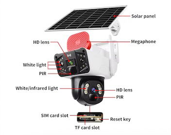 Solar Camera With Sounder 4G WIFi PTZ Camera Security Solution Outdoor