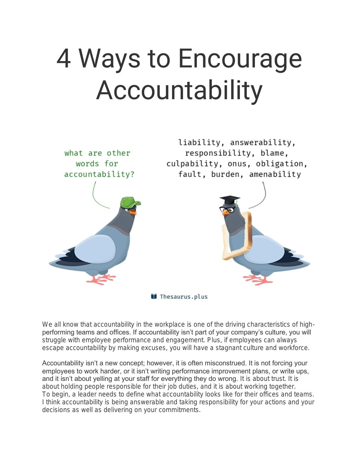 4 Ways to Encourage Accountability