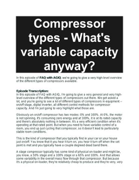 Compressor types - What's variable capacity anyway? 