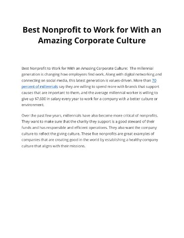 Best Nonprofit to Work for With an  Amazing Corporate Culture