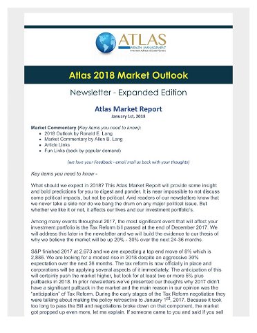 Atlas 2018 Market Outlook